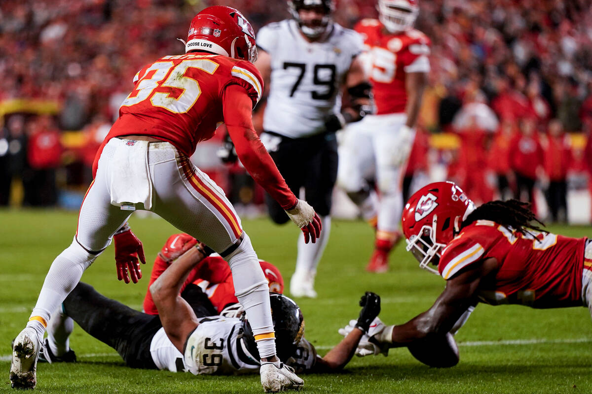 Jacksonville Jaguars wide receiver Jamal Agnew (39) fumbles the ball against the Kansas City Ch ...