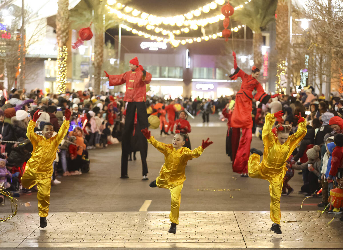 Best Agency performers entertain the crowd during Downtown Summerlin's Lunar New Year Parade on ...