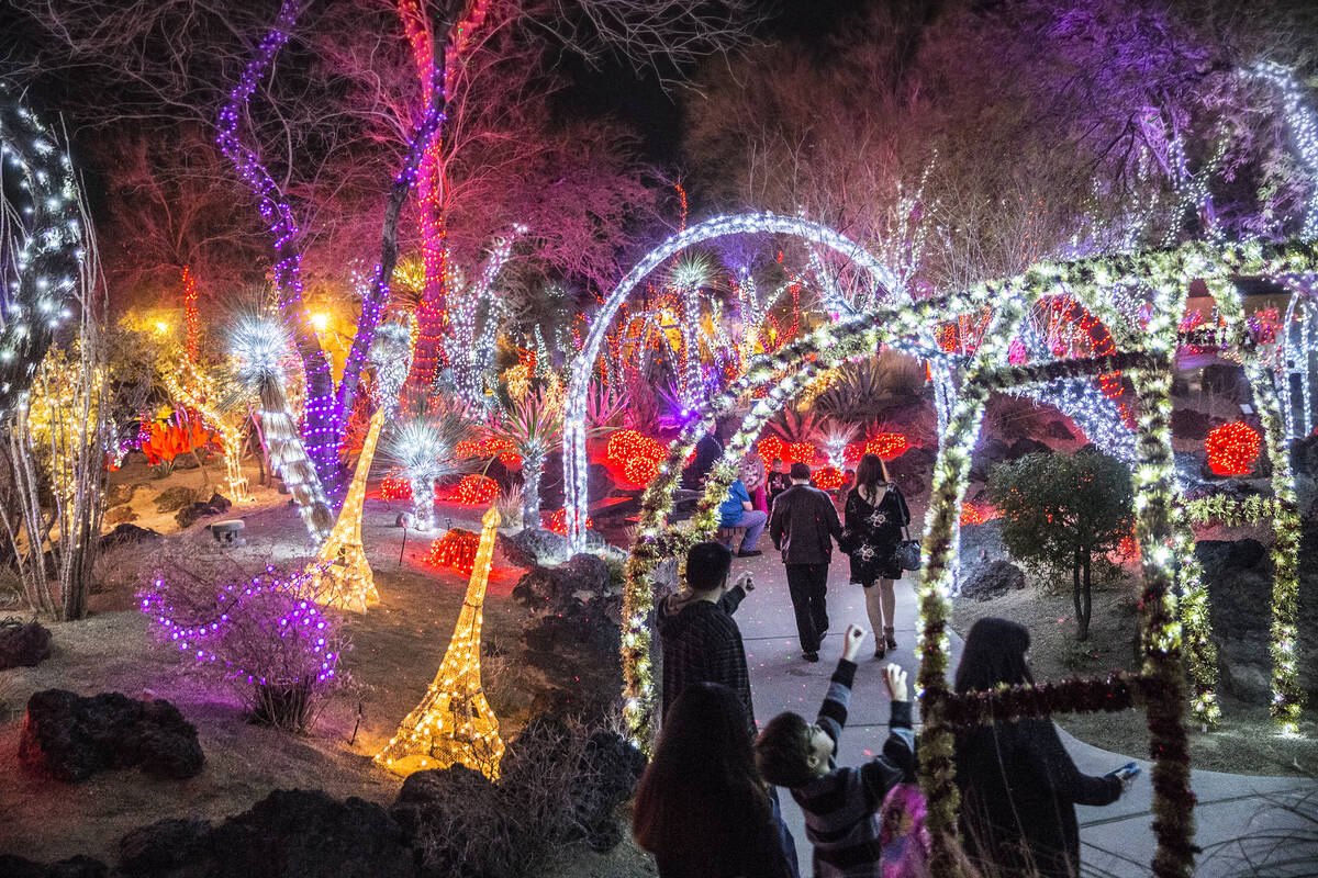 Attendees of the third annual Lights of Love take in the Valentine's Day-themed decorations at ...