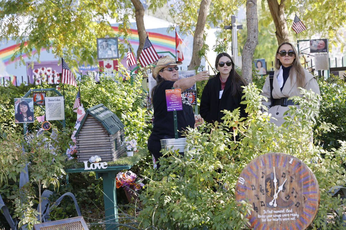 Sue Ann Cornwell of Las Vegas, Route 91 Harvest festival shooting survivor, left, shows the Hea ...