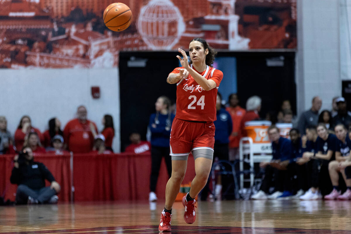 UNLV Lady Rebels guard Essence Booker (24) passes up the court during the second half of an NCA ...