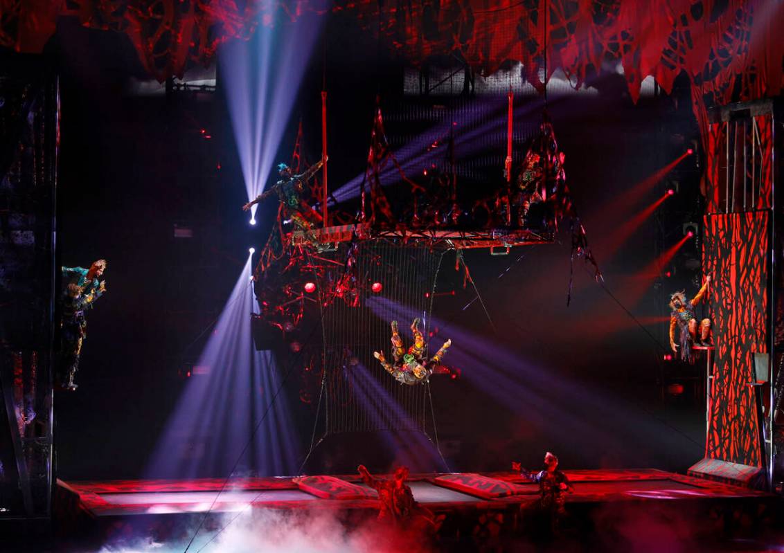 Cast members perform during the grand reopening of "Michael Jackson ONE by Cirque du Soleil" at ...