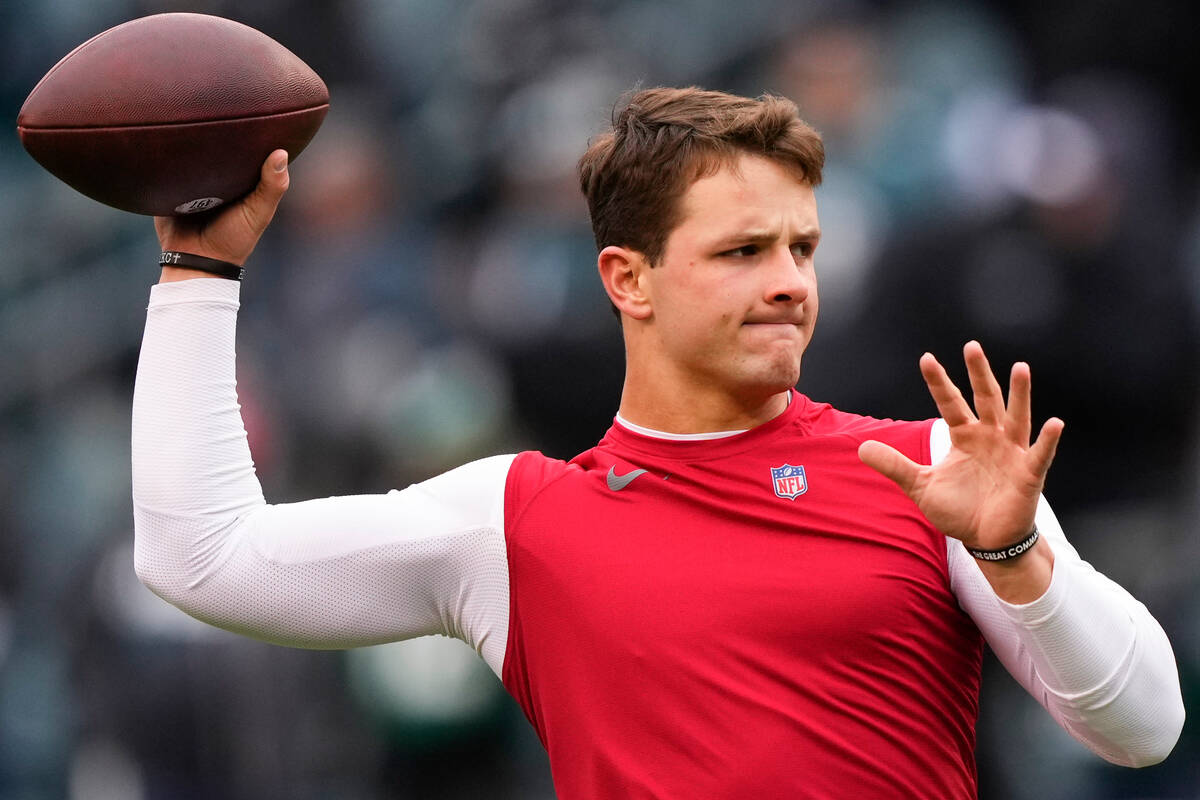 San Francisco 49ers quarterback Brock Purdy warms up before during the NFC Championship NFL foo ...