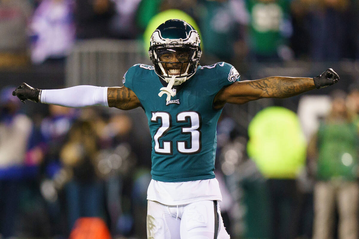 Philadelphia Eagles safety Chauncey Gardner-Johnson (23) reacts during the NFL divisional round ...