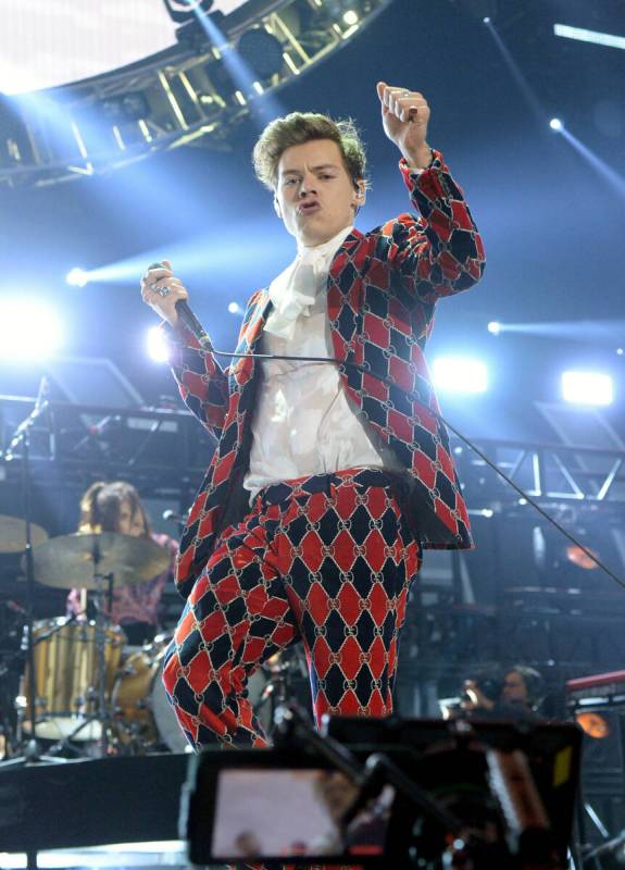 Harry Styles performs onstage during the 2017 iHeartRadio Music Festival at T-Mobile Arena on S ...