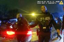 The image from video released on Jan. 27, 2023, by the City of Memphis, shows police officers t ...