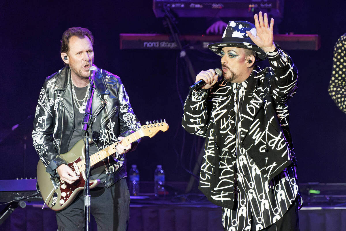 Roy Hay, left, and Boy George of the band Culture Club, perform at Ravinia on Friday, Aug. 26, ...