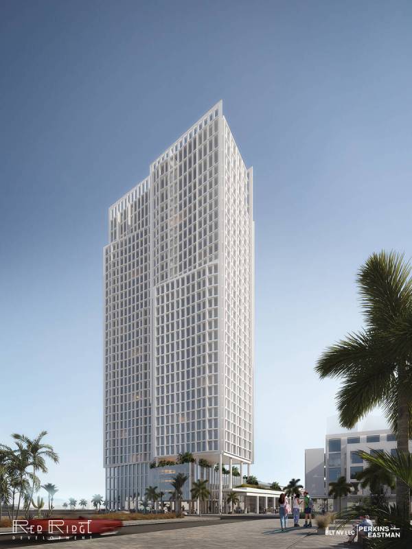 A rendering of Red Ridge Development's proposed condo tower in Las Vegas' Symphony Park. (Red R ...