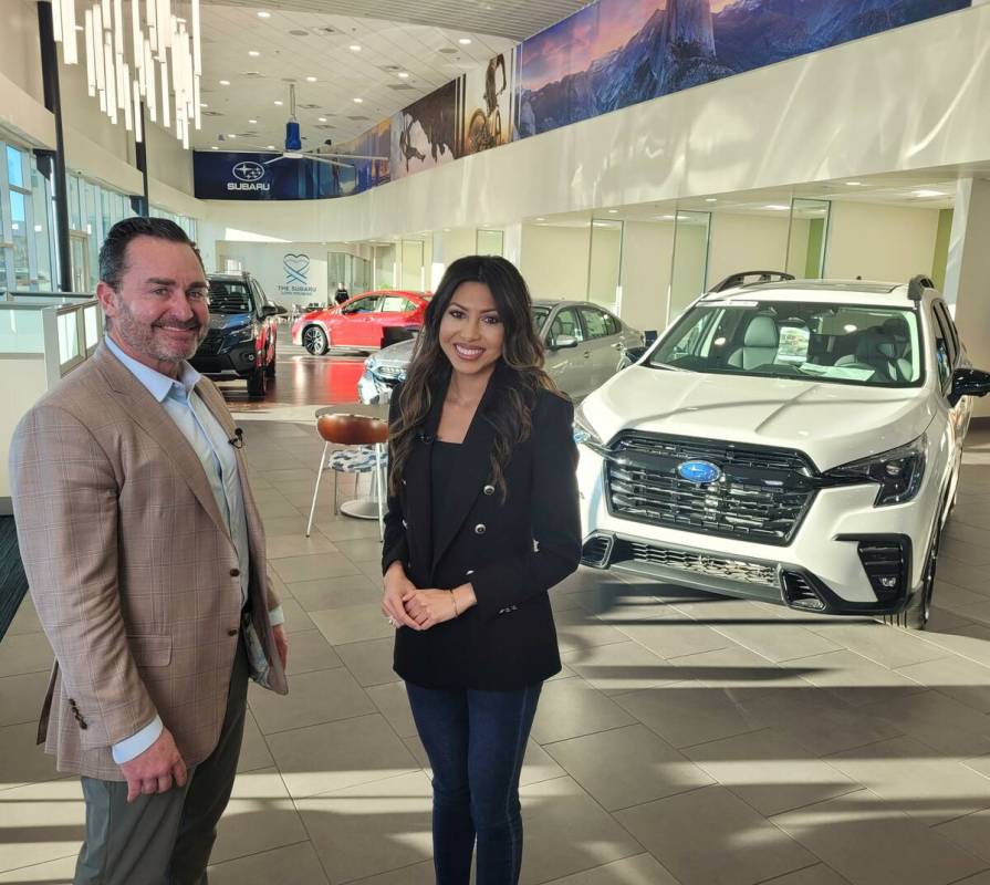 Centennial Subaru General Manager Ryon Walters and Channel 13 sports reporter Tina Nguyen discu ...