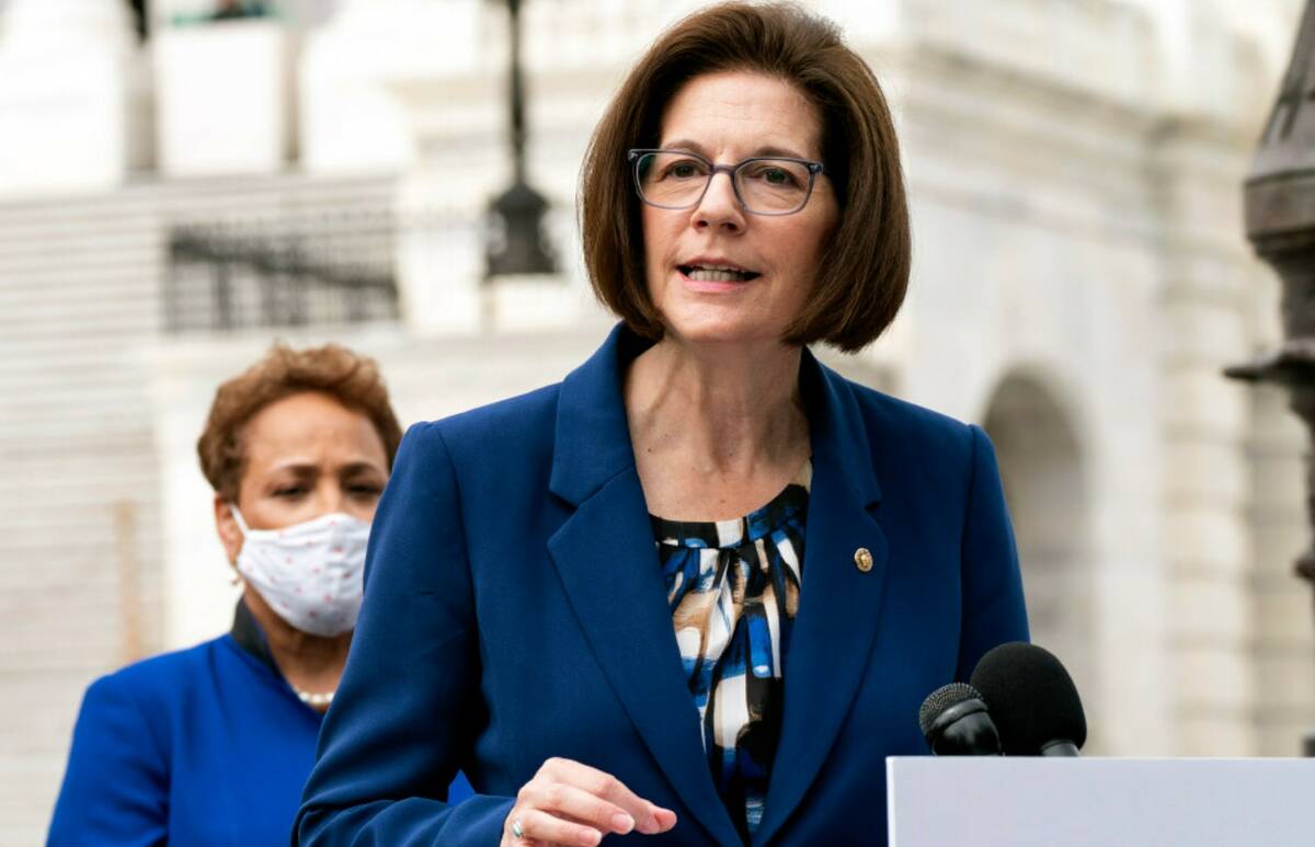 FILE - Sen. Catherine Cortez Masto, D-Nevada., speaks about prescription drug prices during a n ...