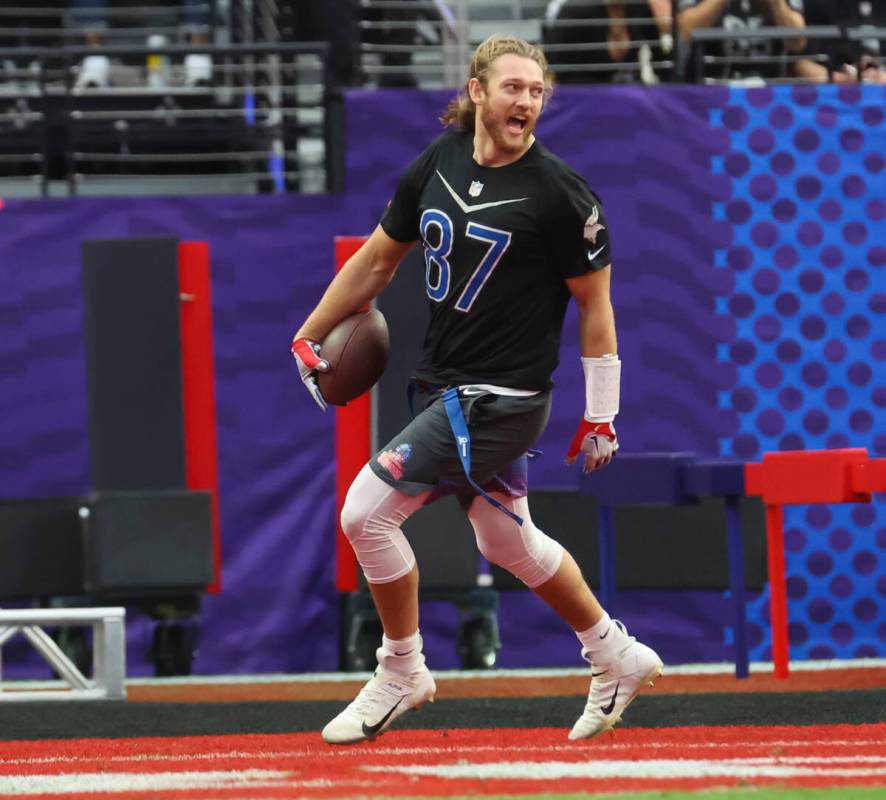 Minnesota Vikings tight end T.J. Hockenson (87) celebrates a touchdown during the NFL Pro Bowl ...