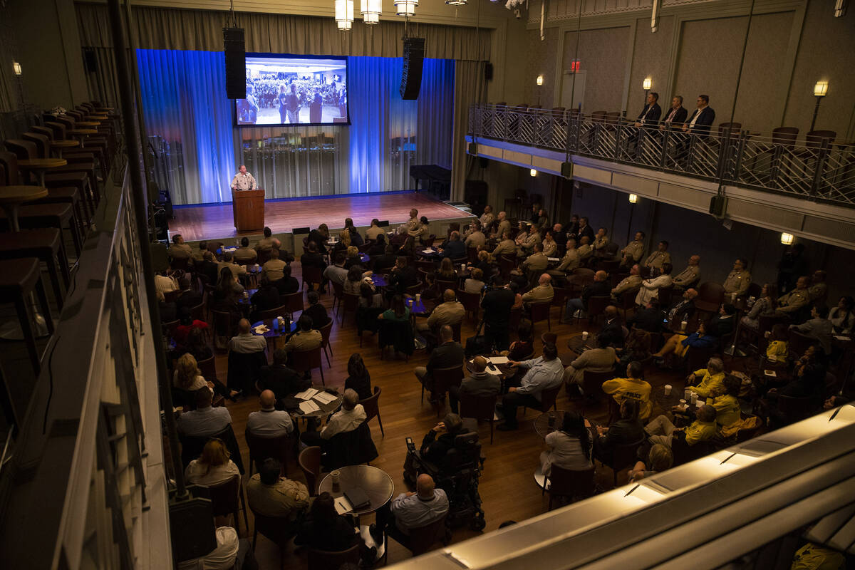 Sheriff Kevin McMahill delivers the State of the Department address to members of the Metropoli ...