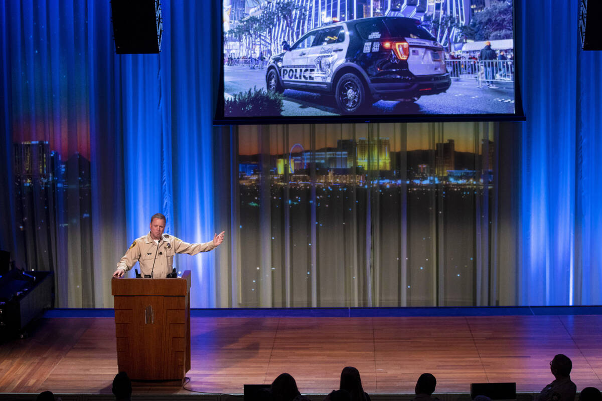 Sheriff Kevin McMahill delivers the State of the Department address to members of the Metropoli ...