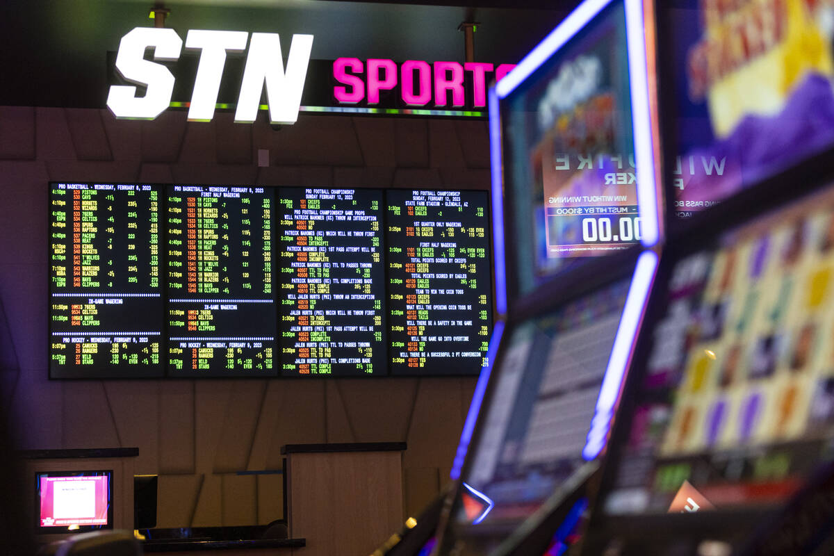 The STN Sportsbook is pictured at Wildfire Casino, slated to open this Friday, on Wednesday, Fe ...