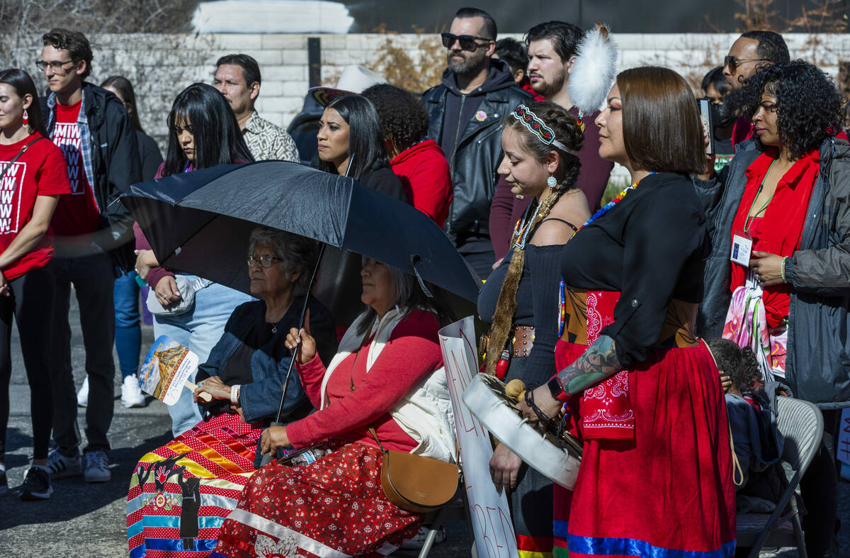 Members of the Native community and allies gather in solidarity as the numbers of abused indige ...