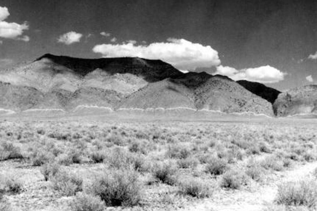 West side of Pearce block of Tobin Range showing scarp developed during the earthquake of 1915. ...