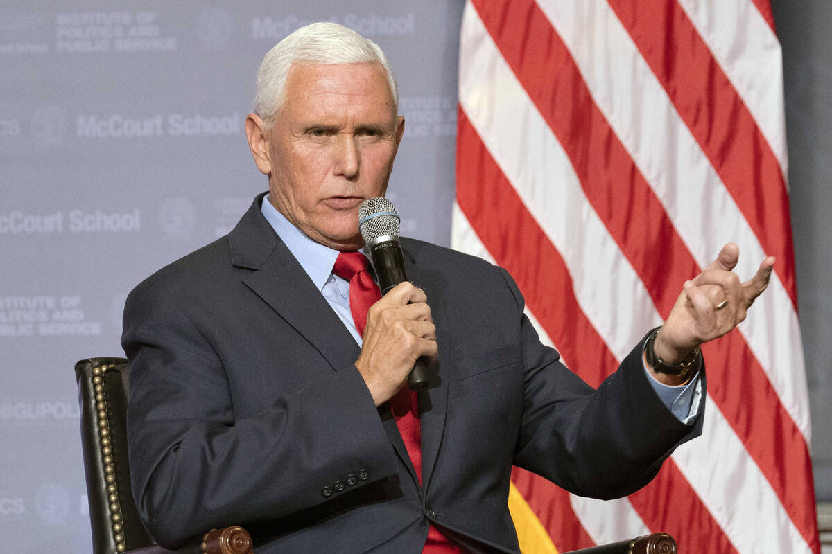 FILE - Former Vice President Mike Pence speaks to students at Georgetown University in Washingt ...