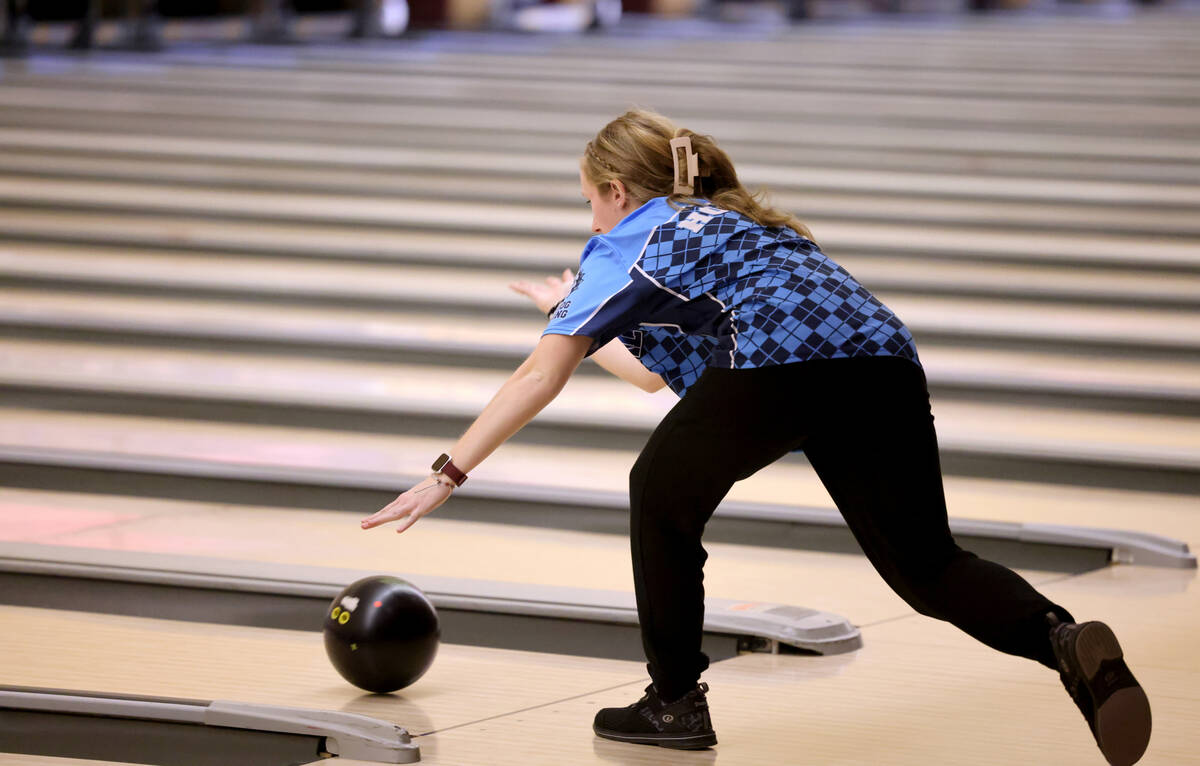 Centennial bowler Lilly Houle rolls during the Class 5A Nevada state bowling team championships ...