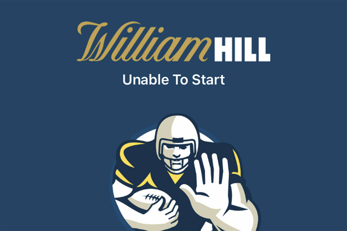 The William Hill mobile app in Nevada was down Monday, Feb. 13, 2023. (Las Vegas Review-Journal)