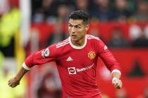 Manchester United's Cristiano Ronaldo controls the ball during a match against Everton at Old T ...