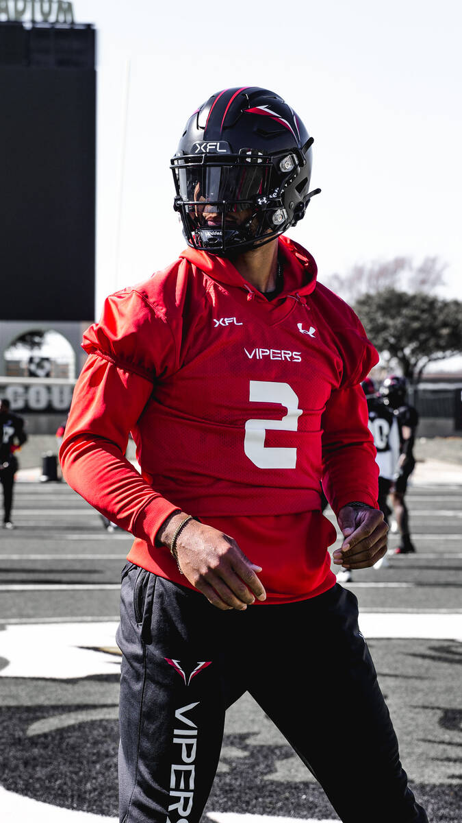 Vegas Vipers quarterback Brett Hundley is shown at practice. Photo courtesy of the Vegas Vipers