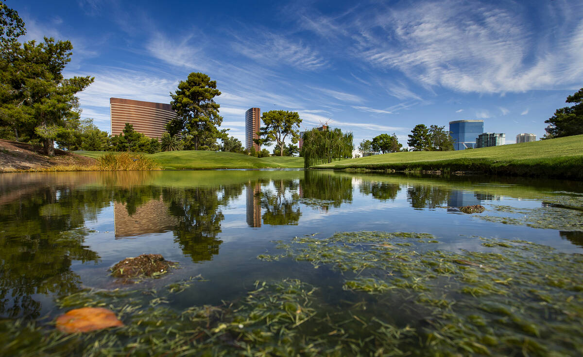 A water feature near the 14th hole is shown at Wynn Golf Club in 2019 in Las Vegas. (L.E. Basko ...