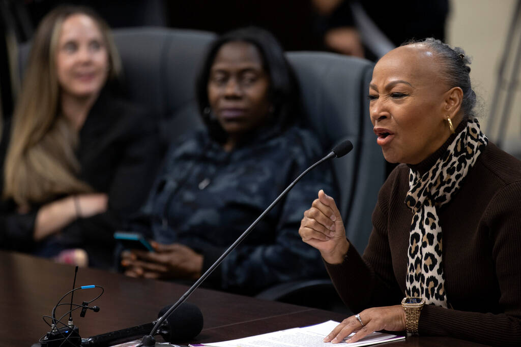 Mary House, of Las Vegas, speaks against price increases during a consumer discussion held by S ...