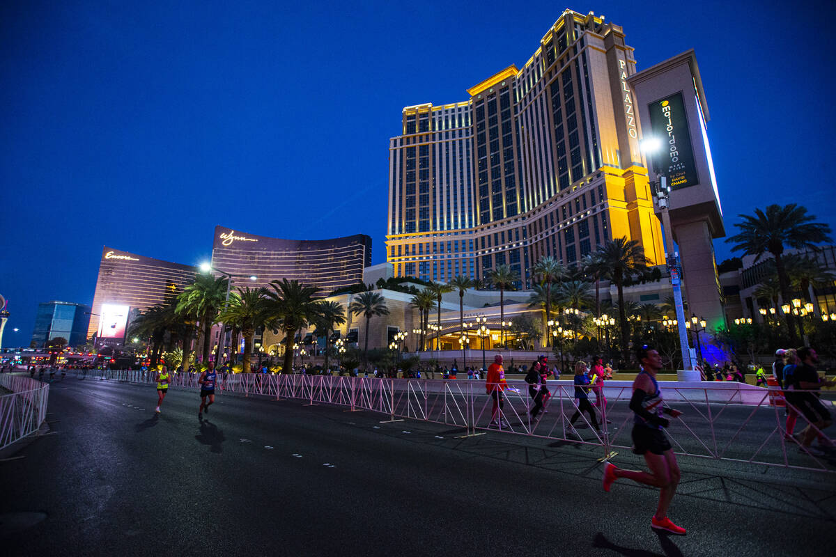 Participants compete during the Rock ‘n’ Roll Las Vegas half marathon and 10-kilo ...