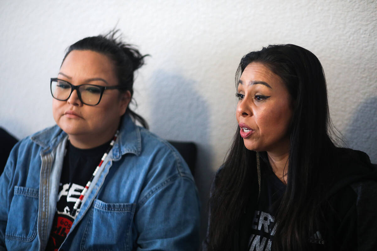 Simona Bearcub speaks to the Review-Journal at a rental unit in Las Vegas on Thursday, Feb. 23, ...