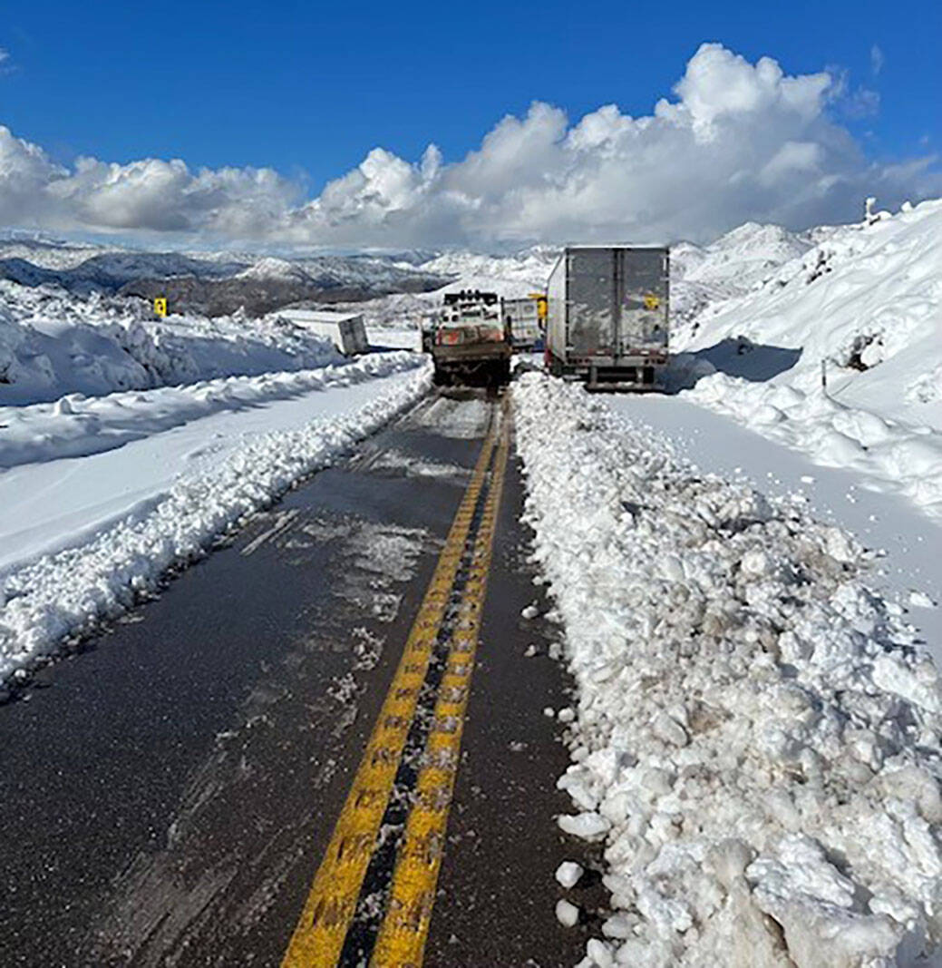 Conditions of California Route 178 in eastern Kern County on Saturday, Feb. 25, 2023. The road ...