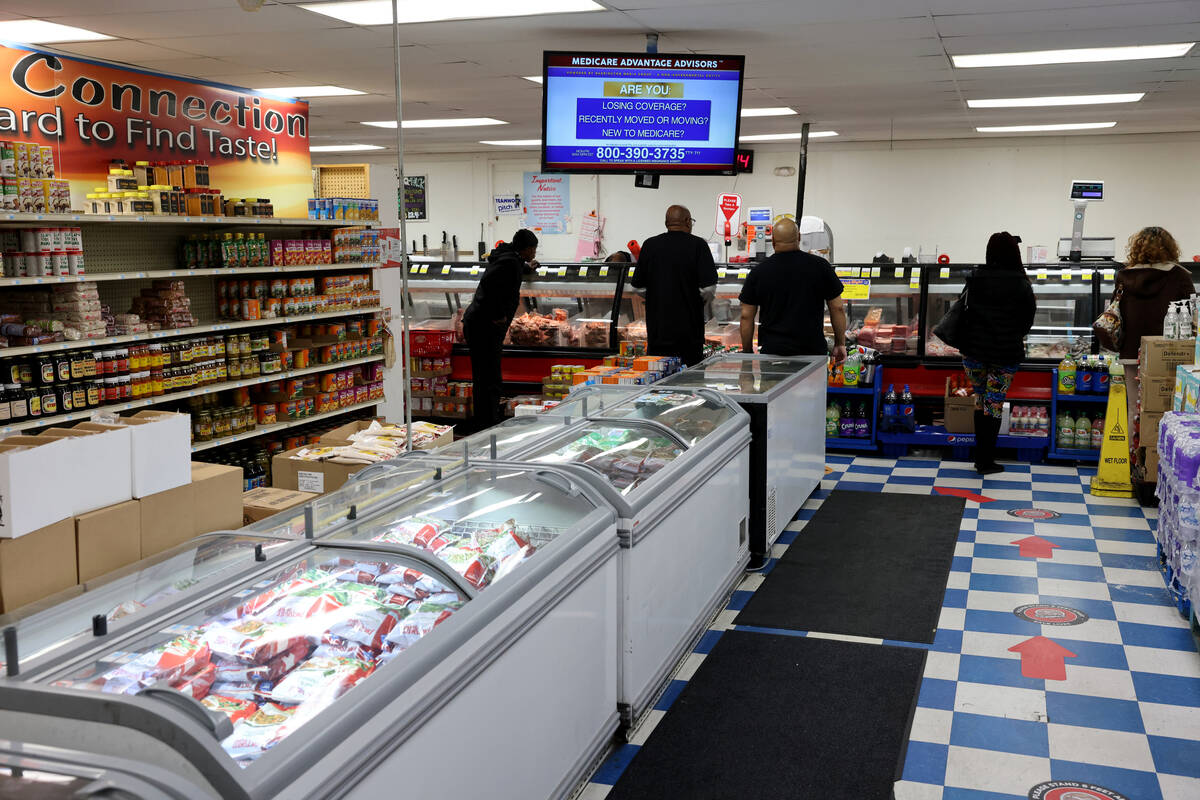 Shoppers at Mario’s Westside Market Thursday, March 2, 2023. Owner Mario Berlanga is exp ...