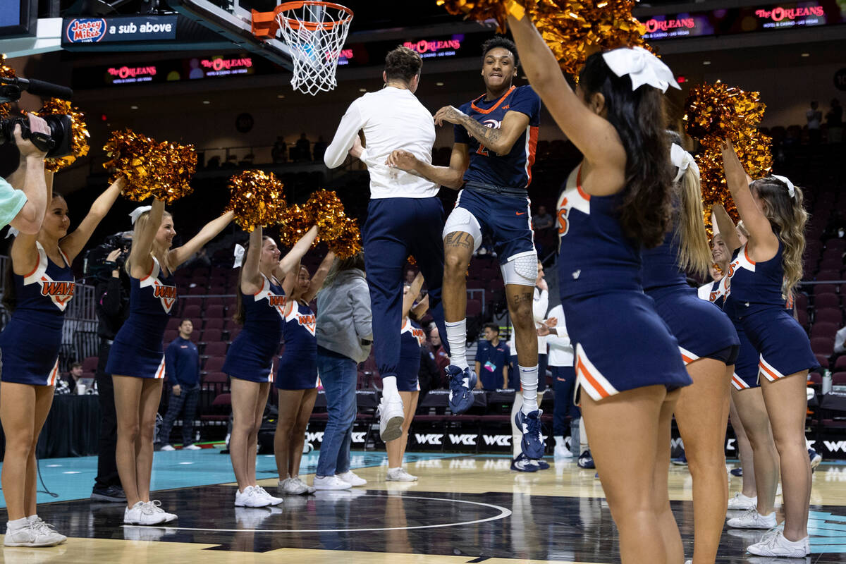 Pepperdine forward Maxwell Lewis (24), who is from Las Vegas, is announced in his team’s ...