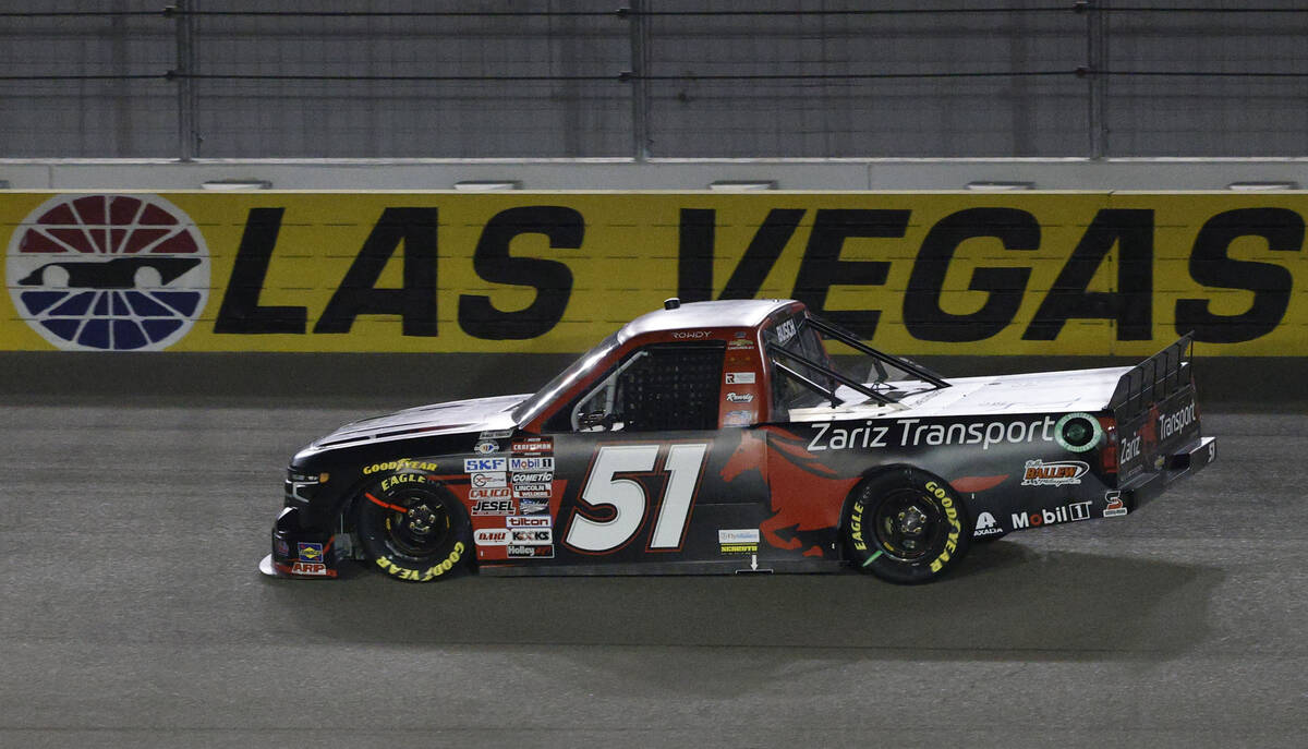 Kyle Busch (51) competes during the NASCAR Craftsman Truck Series auto race at Las Vegas Motor ...