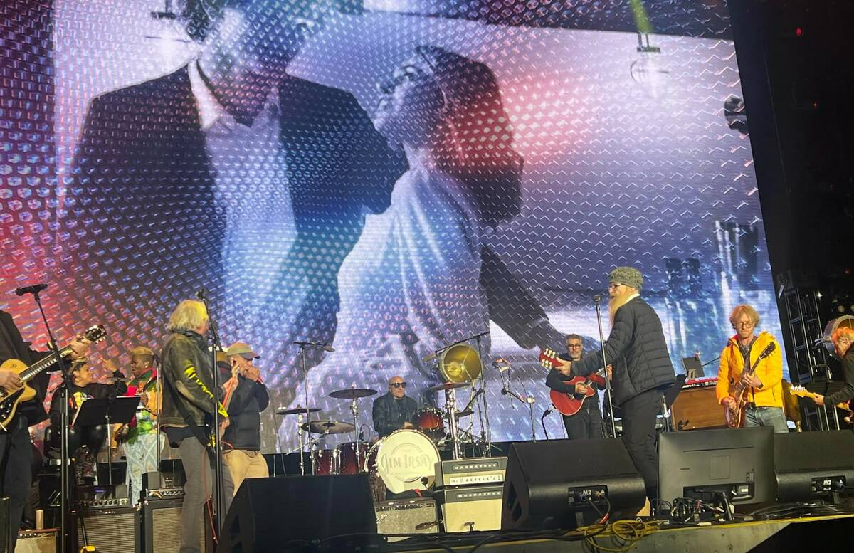 Billy F. Gibbons of ZZ Top rehearses for the Jim Irsay concert at Downtown Las Vegas Events Cen ...