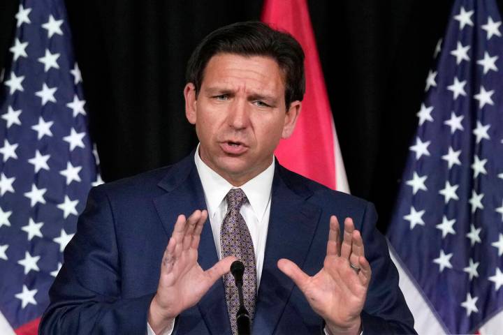 Florida Gov. Ron DeSantis speaks as he announces a proposal for Digital Bill of Rights, Feb. 15 ...