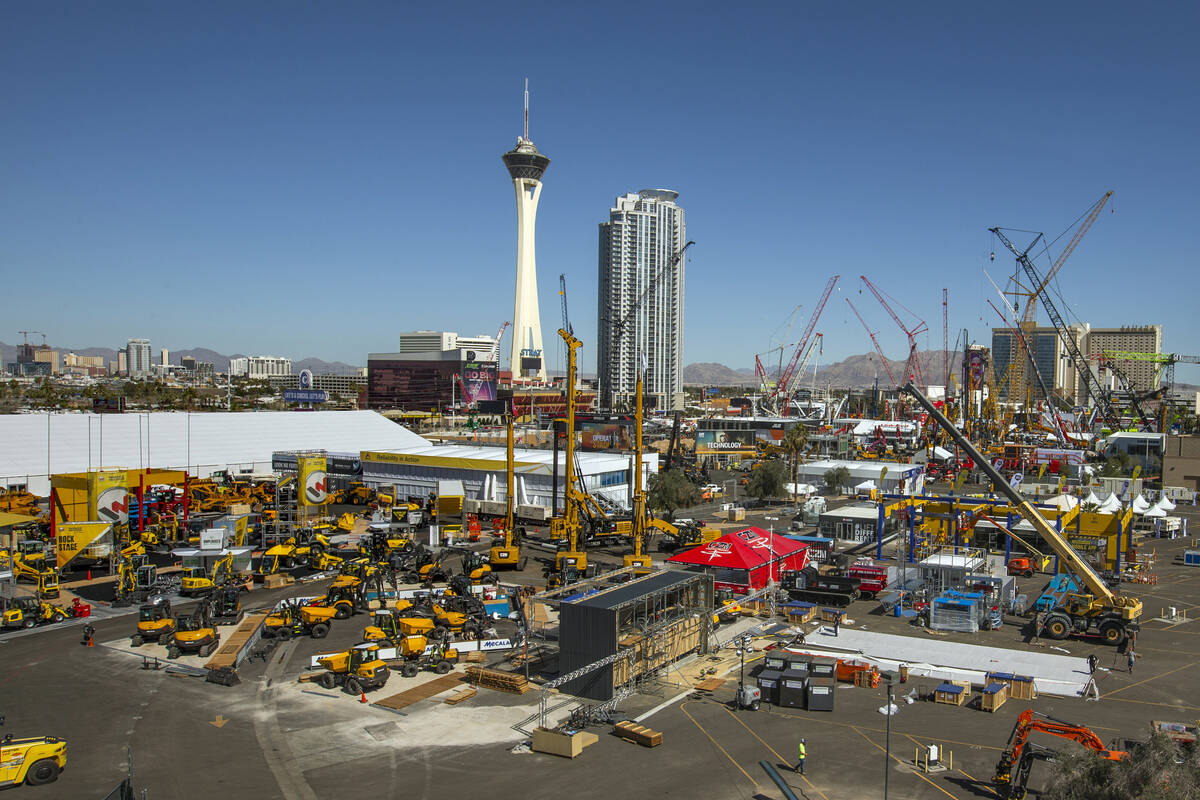 Numerous construction cranes are in place for the ConExpo-Con/Agg at the Las Vegas Festival Gro ...