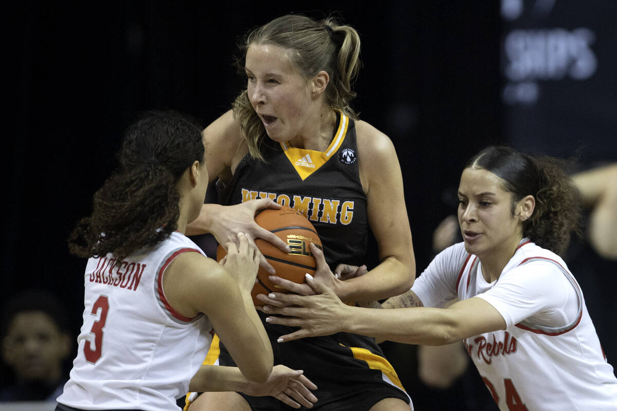 during the first half of a Mountain West championship game at the Thomas & Mack Center on W ...