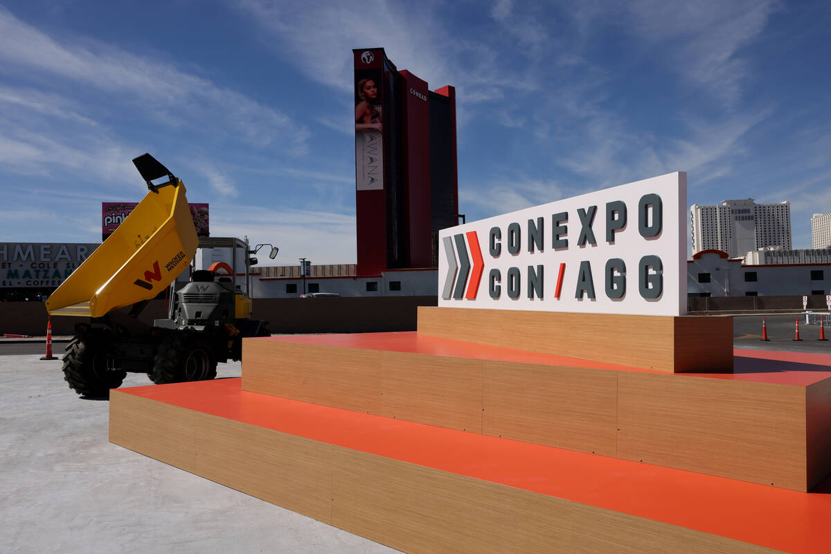 Preparations continue for the ConExpo-Con/Agg construction trade show in the Diamond lot outsid ...