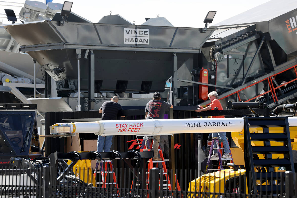 Preparations continue for the ConExpo-Con/Agg construction trade show in the Diamond lot outsid ...