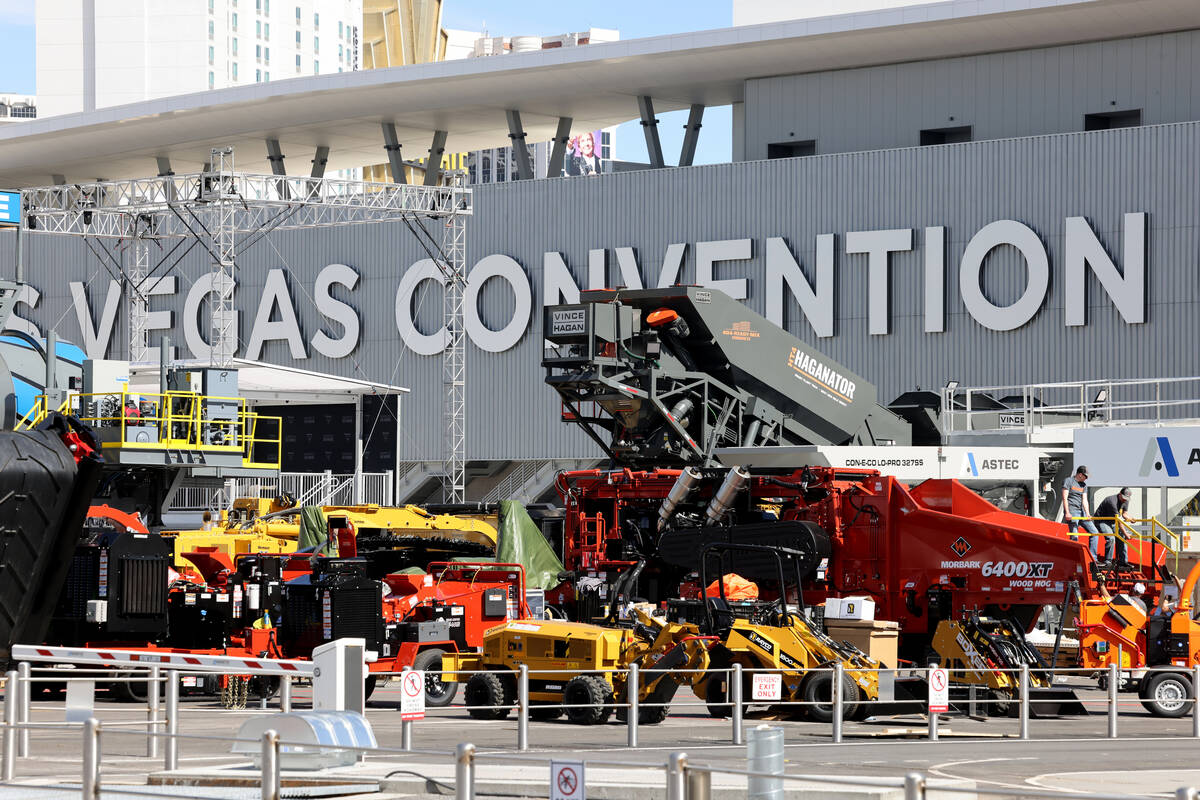 Preparations continue for the ConExpo-Con/Agg construction trade show in the Diamond lot outsid ...