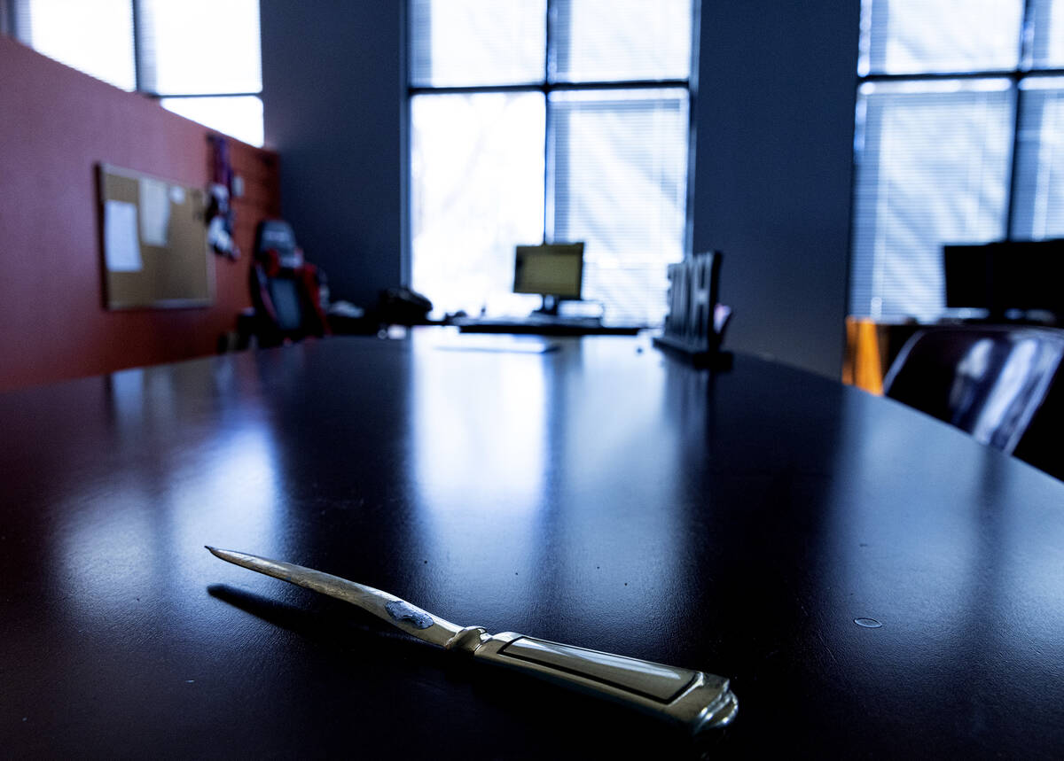 A damaged letter opener, used to open drawers, is seen inside of Leaders In Training (LIT) buil ...