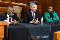 Jason Frierson, left, United States attorney for the District of Nevada, and Belinda Harris, ri ...