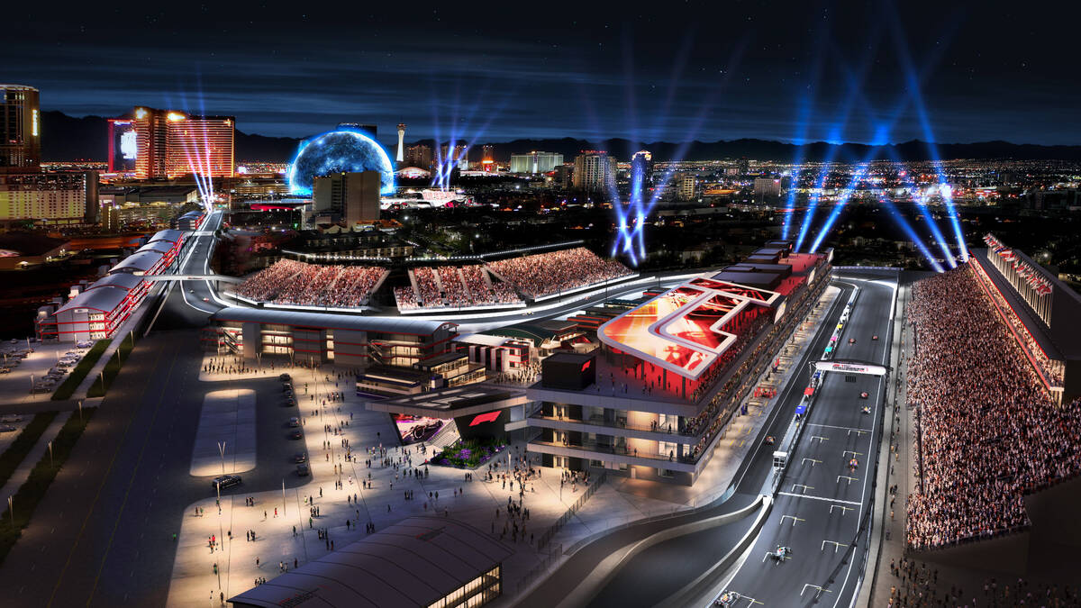 A rendering shows what the paddock area for the Formula One Las Vegas Grand Prix will look like ...