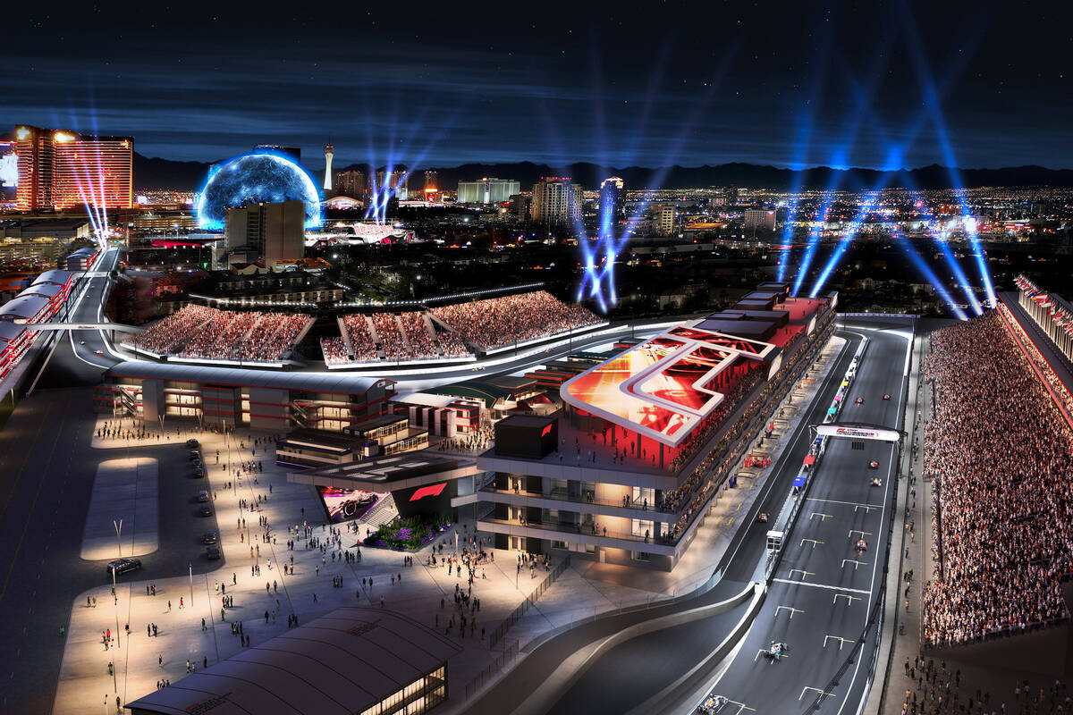 A rendering shows what the paddock area for the Formula One Las Vegas Grand Prix will look like ...