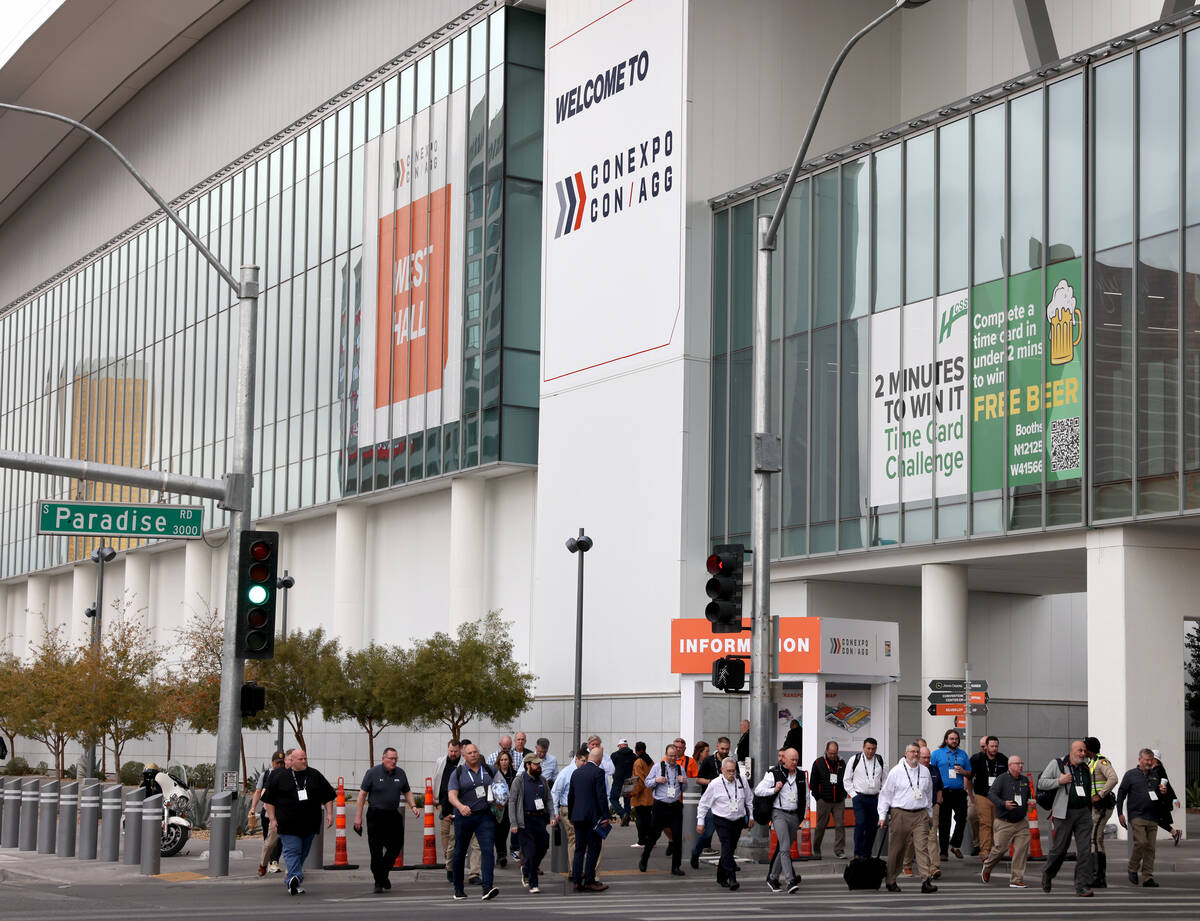 Conventioneers arrive at the Las Vegas Convention Center for Day 1 of the ConExpo-Con/Agg const ...