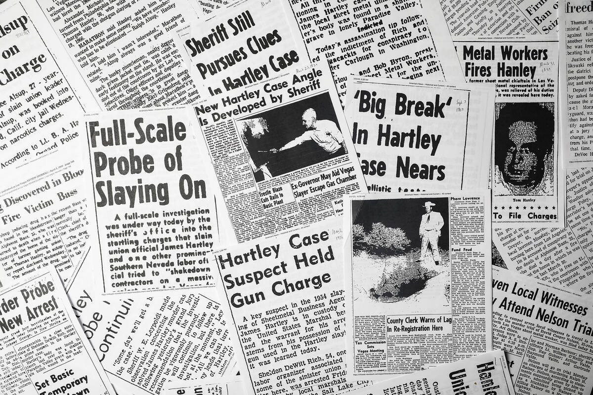 Newspaper clippings following the murder of James Hartley, the Metropolitan Police Department&# ...