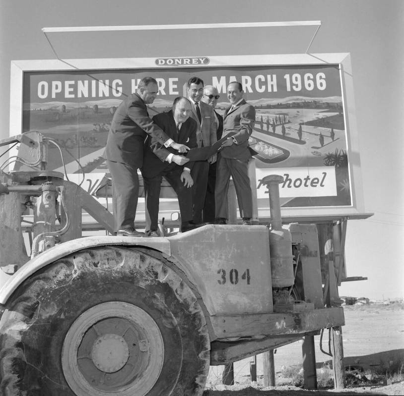 Kirk Kerkorian, Jay Sarno, Nate Jacobson and others take part in the groundbreaking for Caesars ...