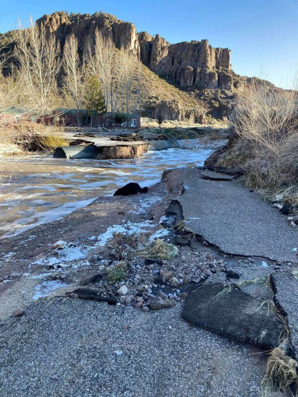 Heavy flooding was washing out roads in Lincoln County on Thursday, March 16, 2023. (Lincoln Co ...