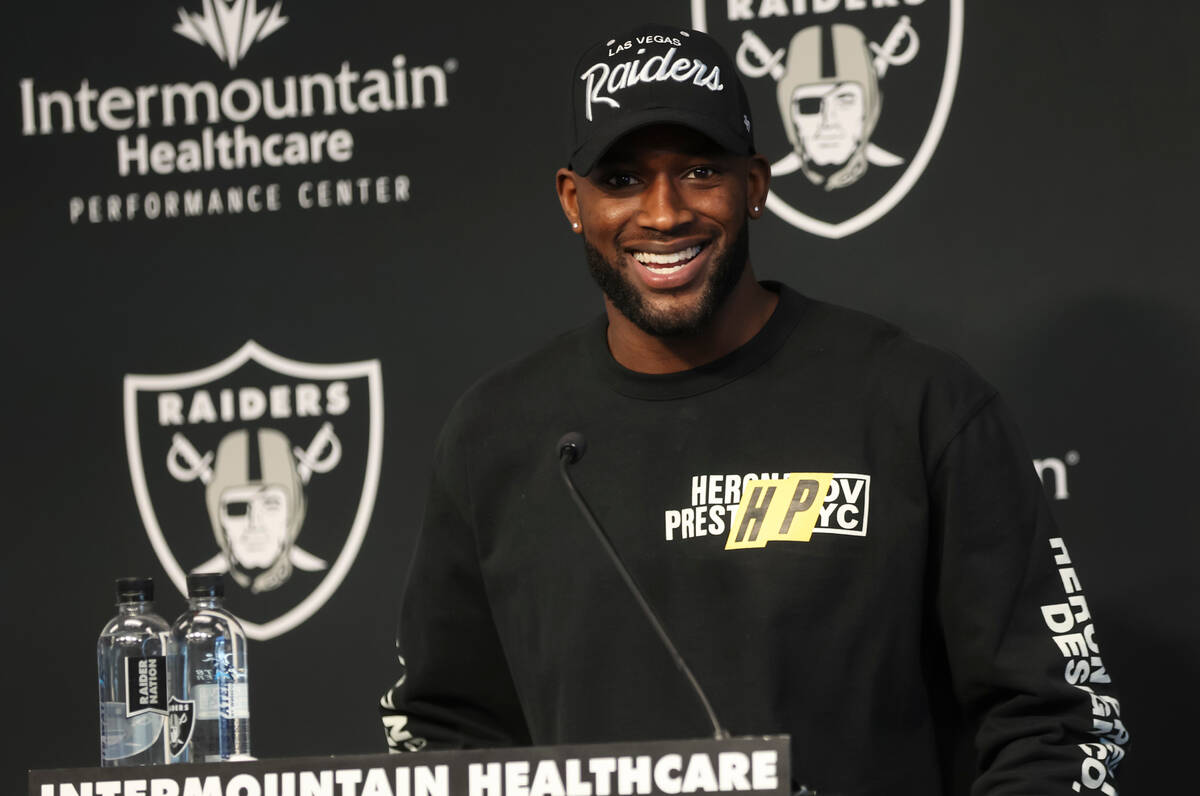 Newly acquired Raiders cornerback Brandon Facyson addresses the media at Raiders Headquarters a ...