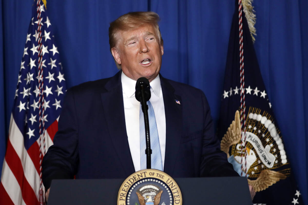 FILE - President Donald Trump speaks at his Mar-a-Lago estate on Jan. 3, 2019, in Palm Beach, F ...